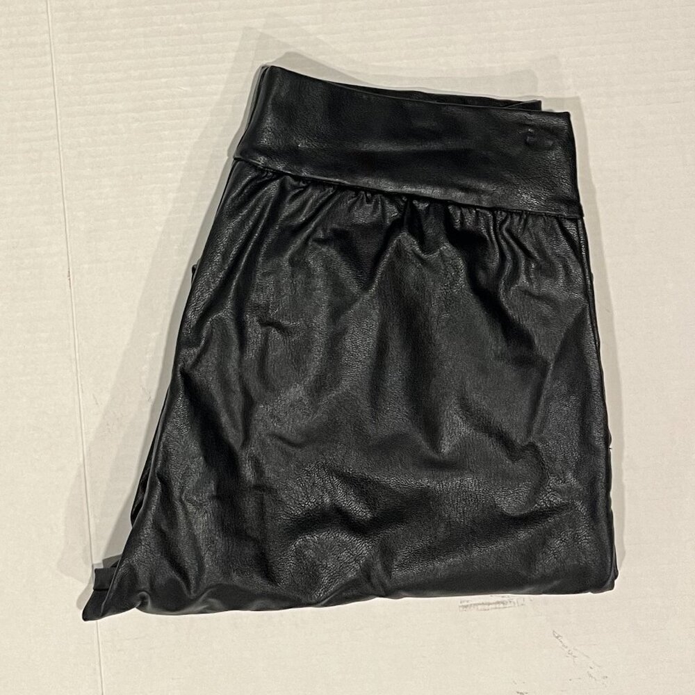 Commando‎ Women's L Black Faux Leather Mid-Rise Stretch Joggers
